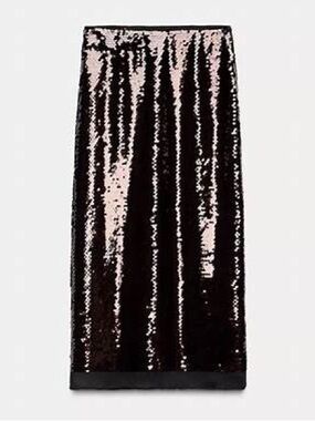 new ZARA FALDA MIDI LENTEJUELAS